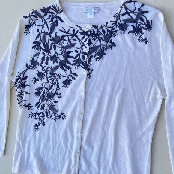 Garnet Hill 100% Merino wool sweater romantic chic luxury cream size L - Picture 6 of 10